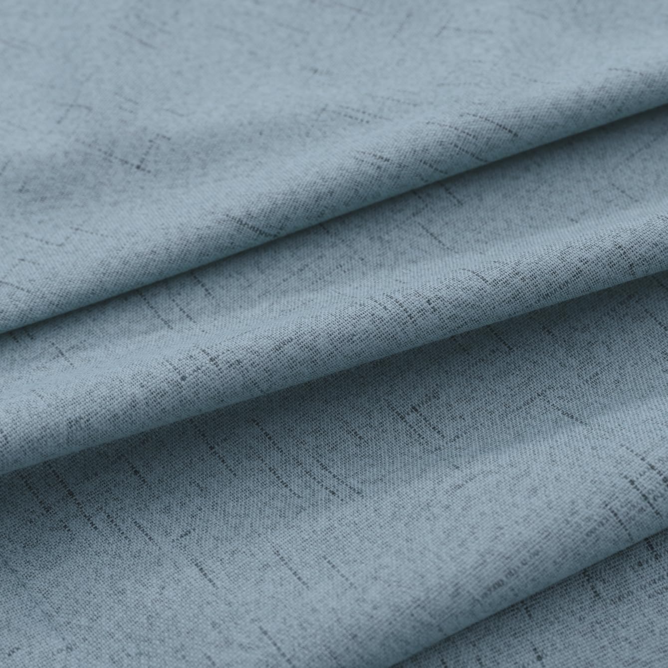 KOUFALL Bathroom Curtains Window,Calming Coastal Dusty Blue Linen Blackout Short Curtains for Bedroom 45 Length