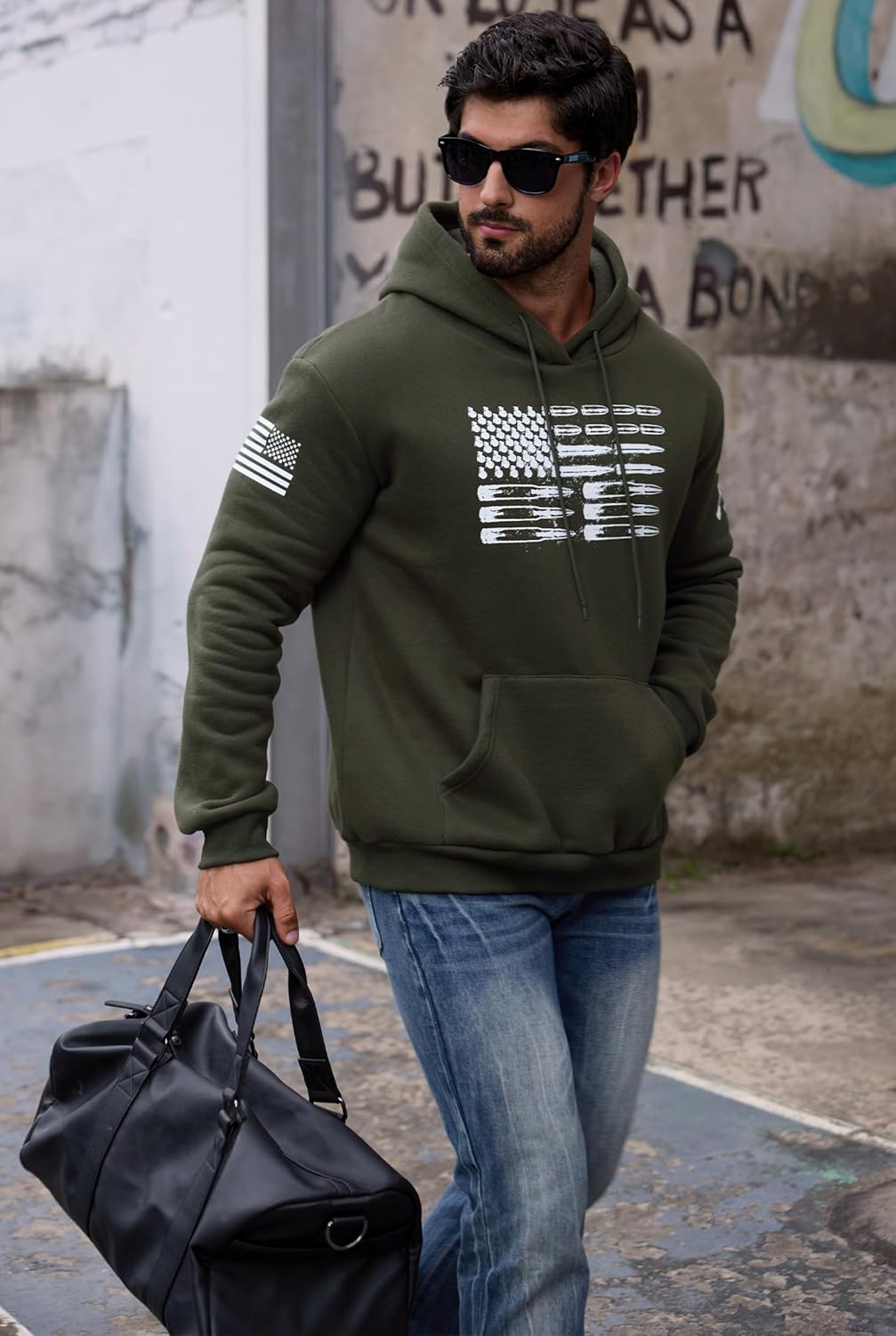 Mainfini Men's American Flag Fleece-Lined Hoodie Patriotic Graphic Sweatshirt with Kangaroo Pocket (S-3XL) - Image 7