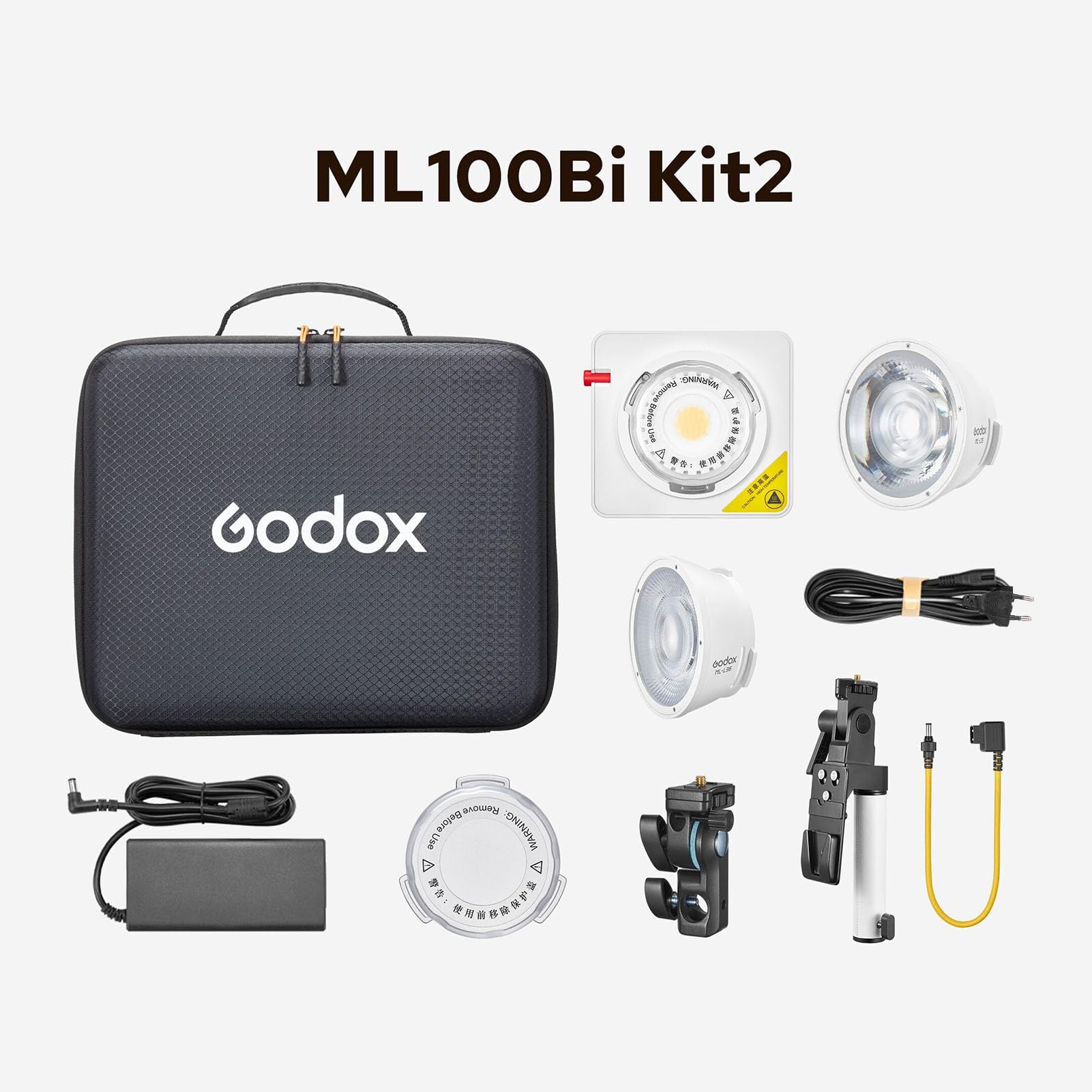 Godox ML100Bi Kit2 Luce video LED tascabile 120W Luce di riempimento bicolore per fotografia 2800K-6500K CRI97+ TLCI98+ Controllo APP 11 Effetti di luce Supporto Godox