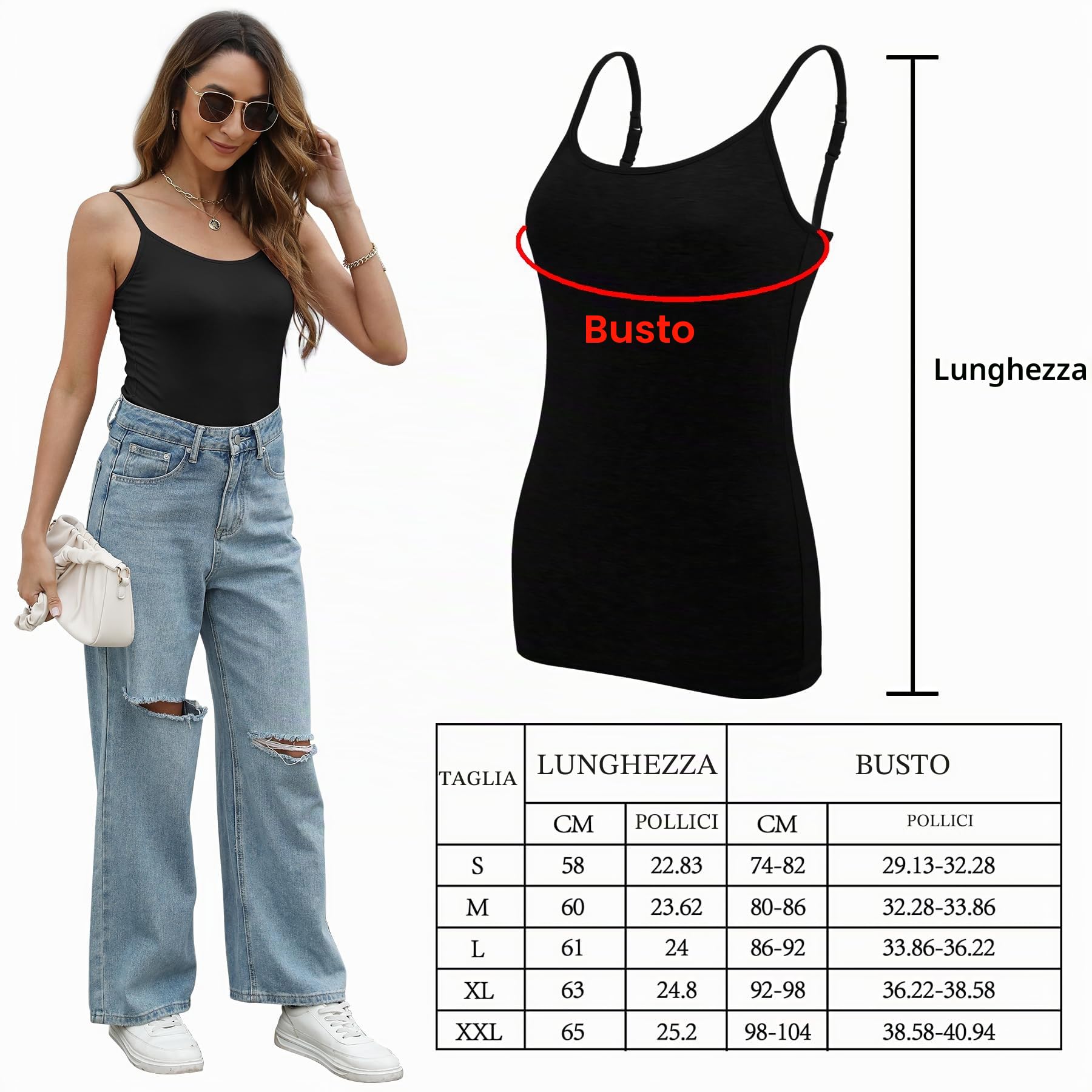 BQTQ 6 PCS Canotta Donna Canottiera Regolabile Spalline Tank Top Senza Maniche