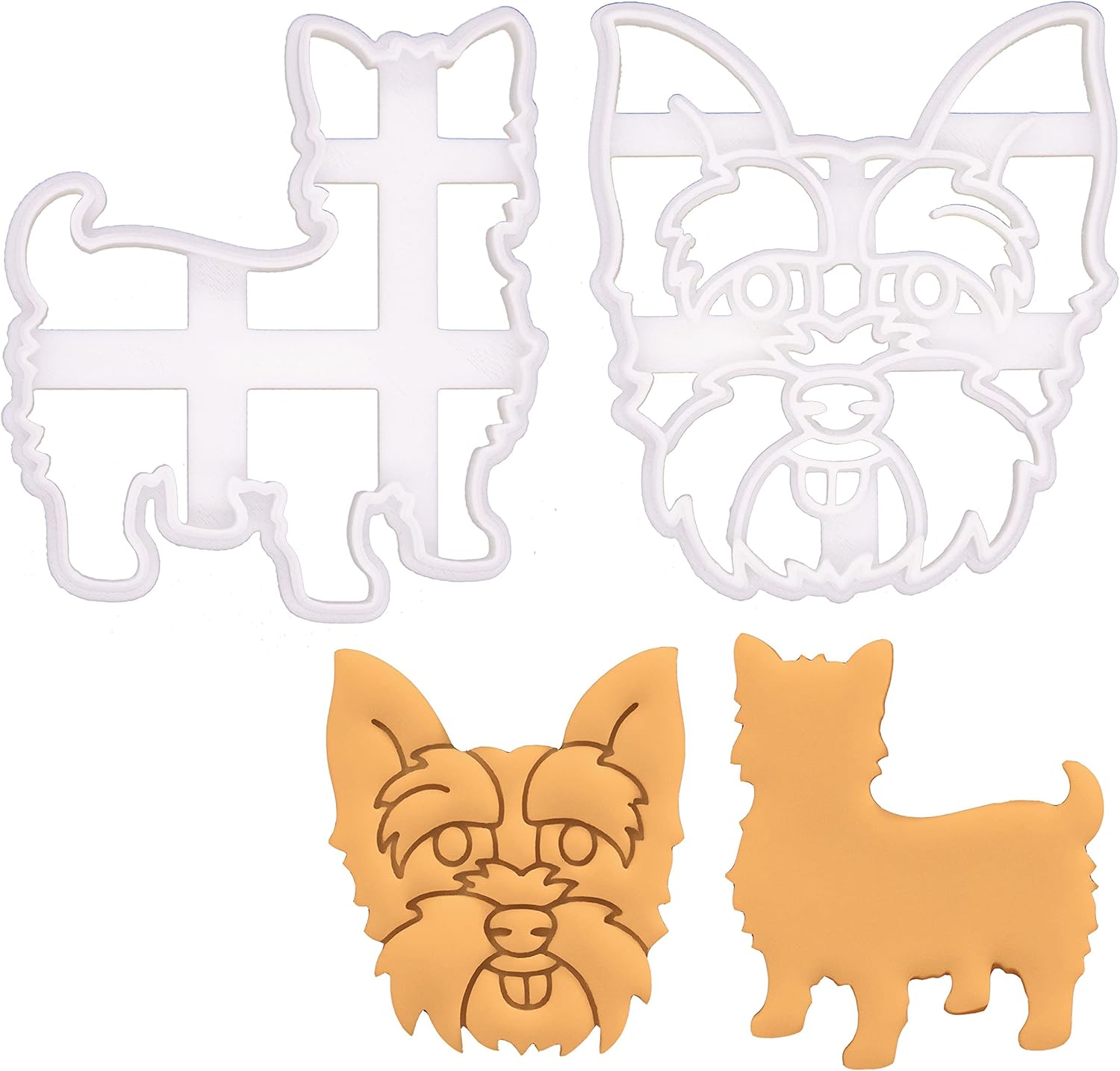 Set of 2 Yorkshire Terrier cookie cutters (Face & Silhouette), 2 pieces - Bakerlogy