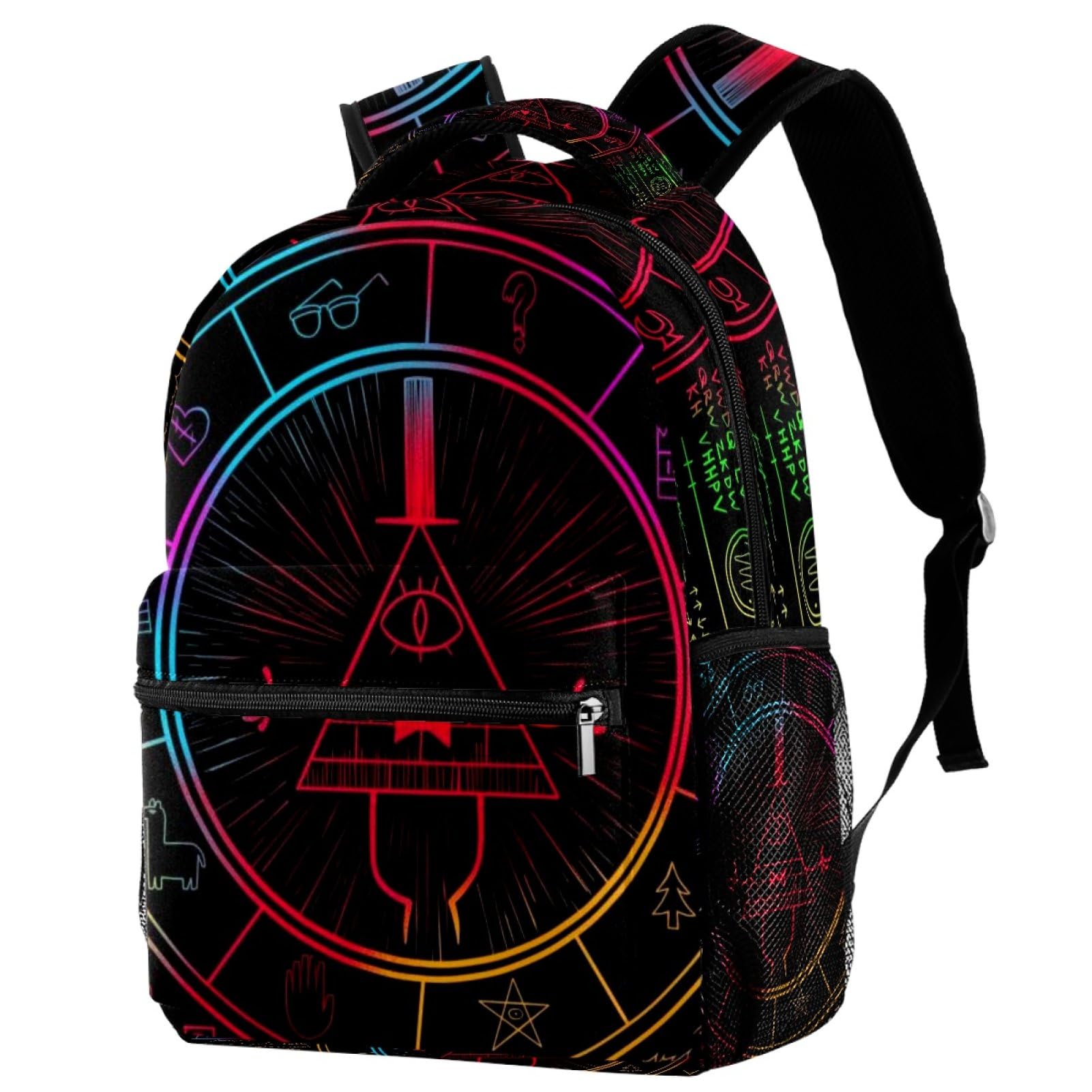 KikandKo School Backpack for Girls Boys, Bill Cipher Wheel Elementary School Bags Lightweight Travel Rucksack Laptop Backpacks