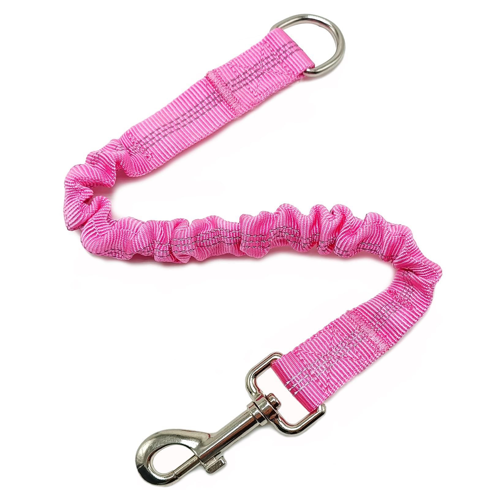 SEPXUFORE Short Dog Leash Extender 18 Inch Bungee Shock Absorbing Nylon Multifunctional Dog Leash for Medium Large Dogs Walking Training Running (Pink)
