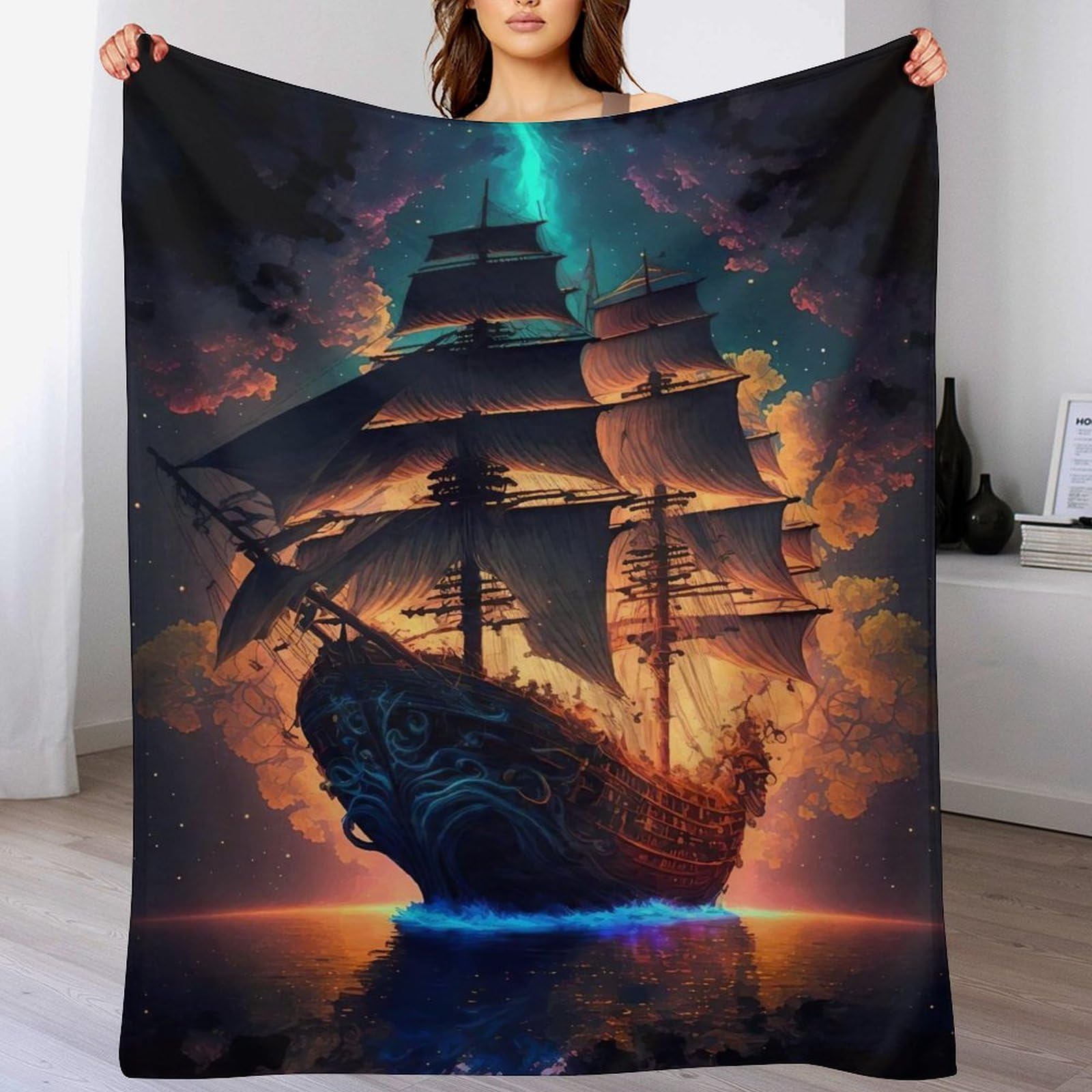 Couverture navire pirate douce et moelleuse à offrir pour une chambre d'enfant