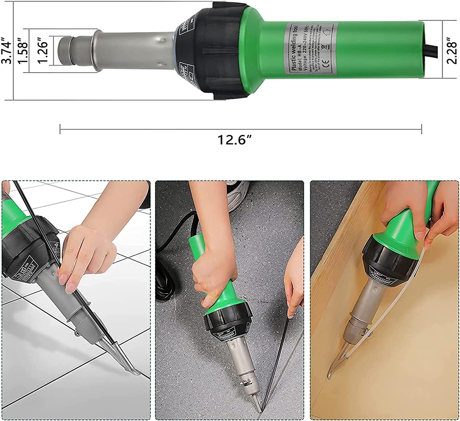 Buy 1 get 1 SKYTOU 1600W Heat Gun Hot Air Torch Plastic Welder Welding Hot Air Gun Kit with Speed Nozzles, Roller and PVC Plastic Rods