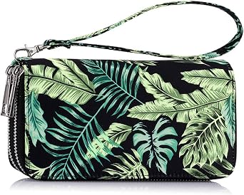 XEYOU Double Zipper Long Clutch Wallet Cellphone Wallet for Women with Removable Wristlet Strap for Credit Card, Cash, Coin, Bill