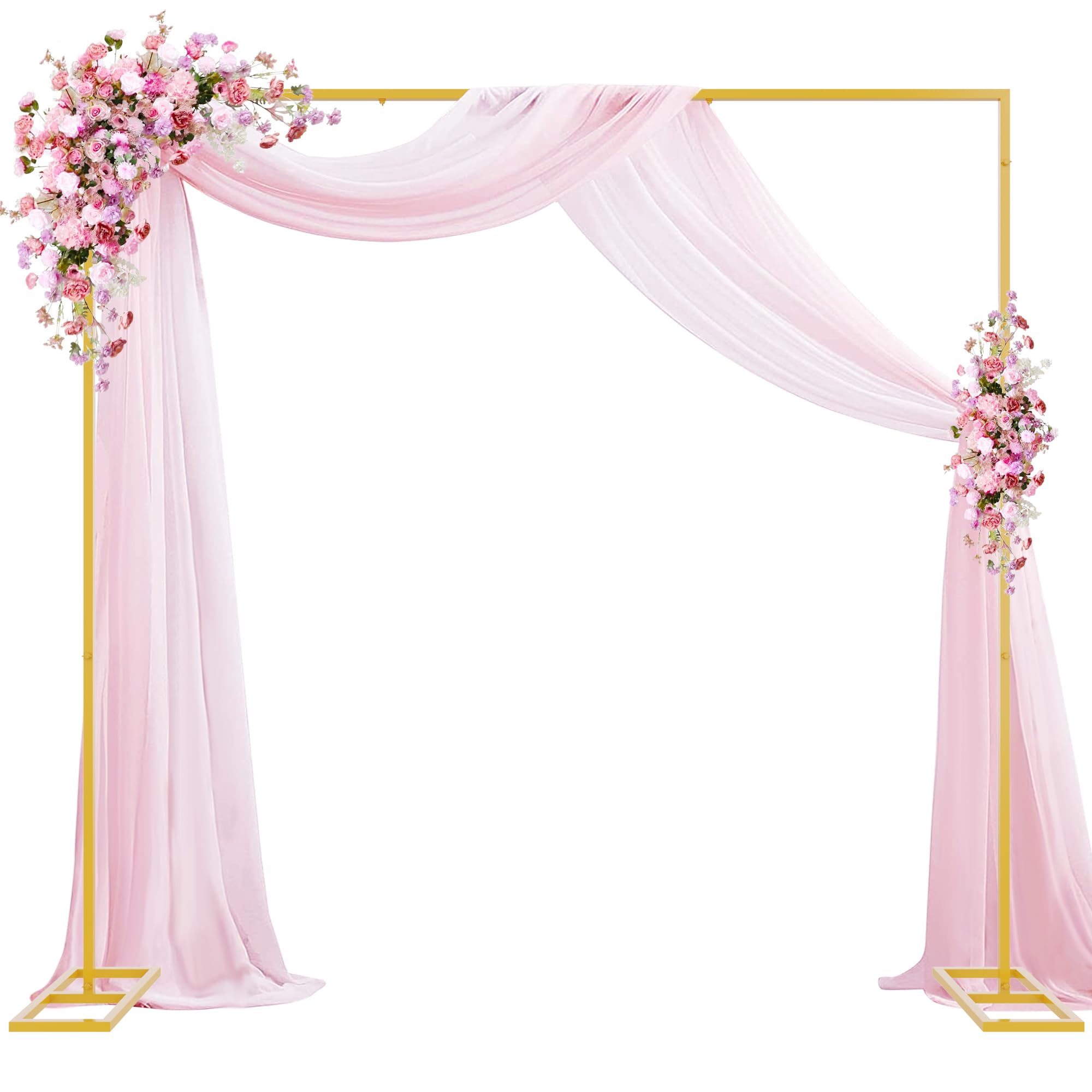 Wokceer 8x8FT Backdrop Stand Heavy Duty Pipe and Drape Kit with Base, Square Adjustable Backdrop Stand for Wedding Birthday Party Photo Booth