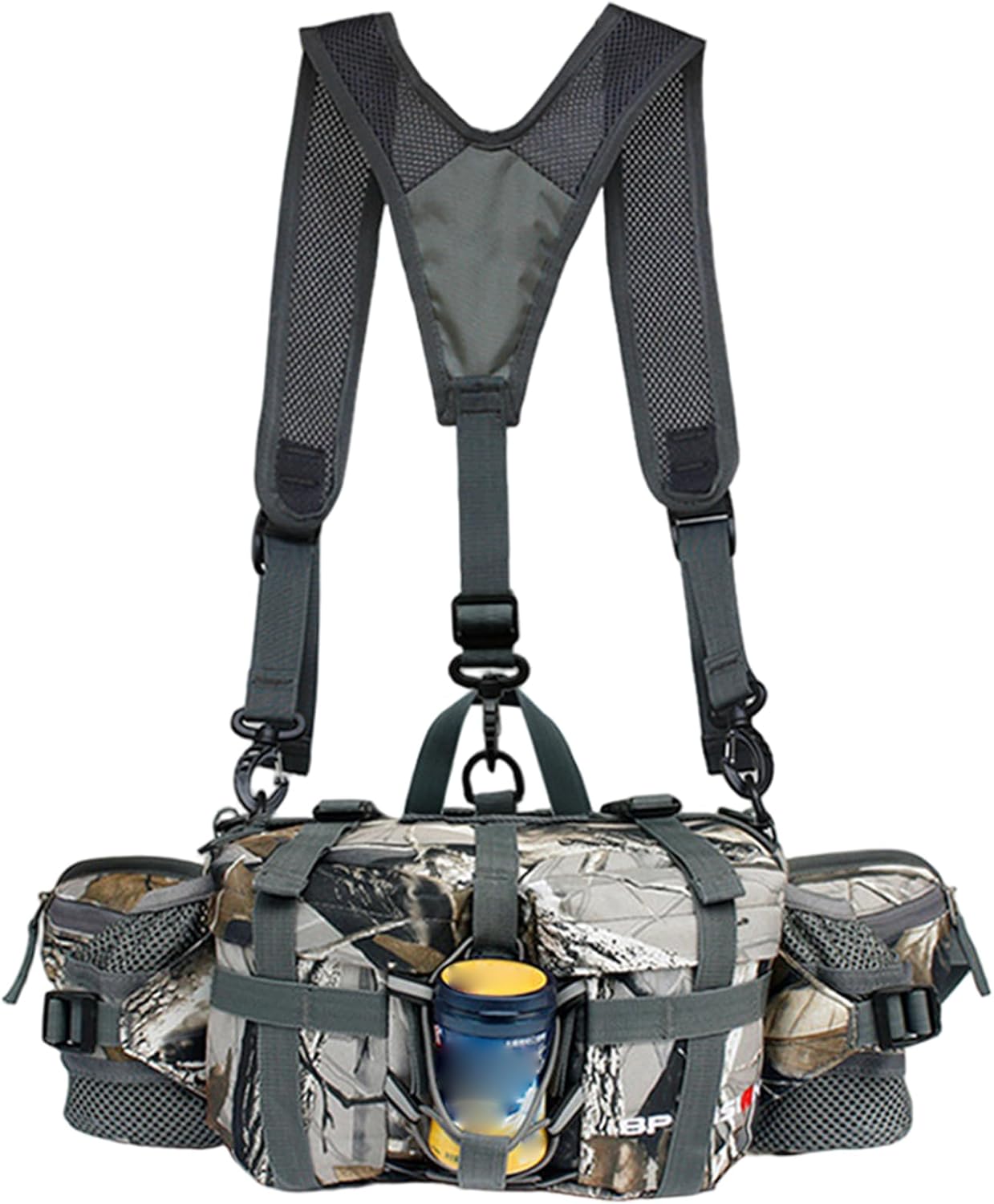 Fanny Pack with Water Bottle Holder, 2 in 1 Waterproof Hiking Fanny Pack with Single/Dual Shoulder Straps, Lumbar Belt Bag for Hiking Walking Running Jogging (Rose Red)