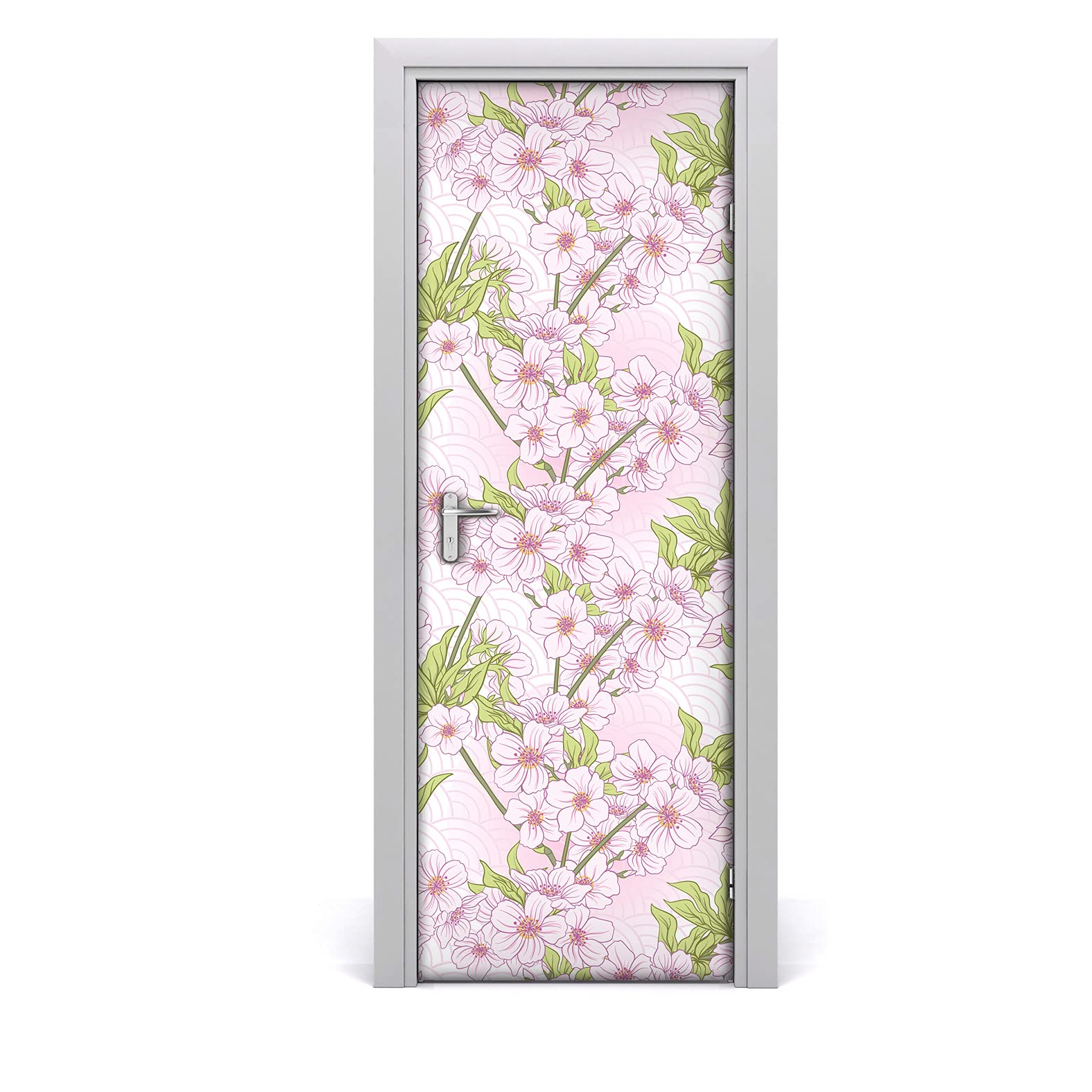 Papier peint sur la porte mural fleurs de cerisier autocollant