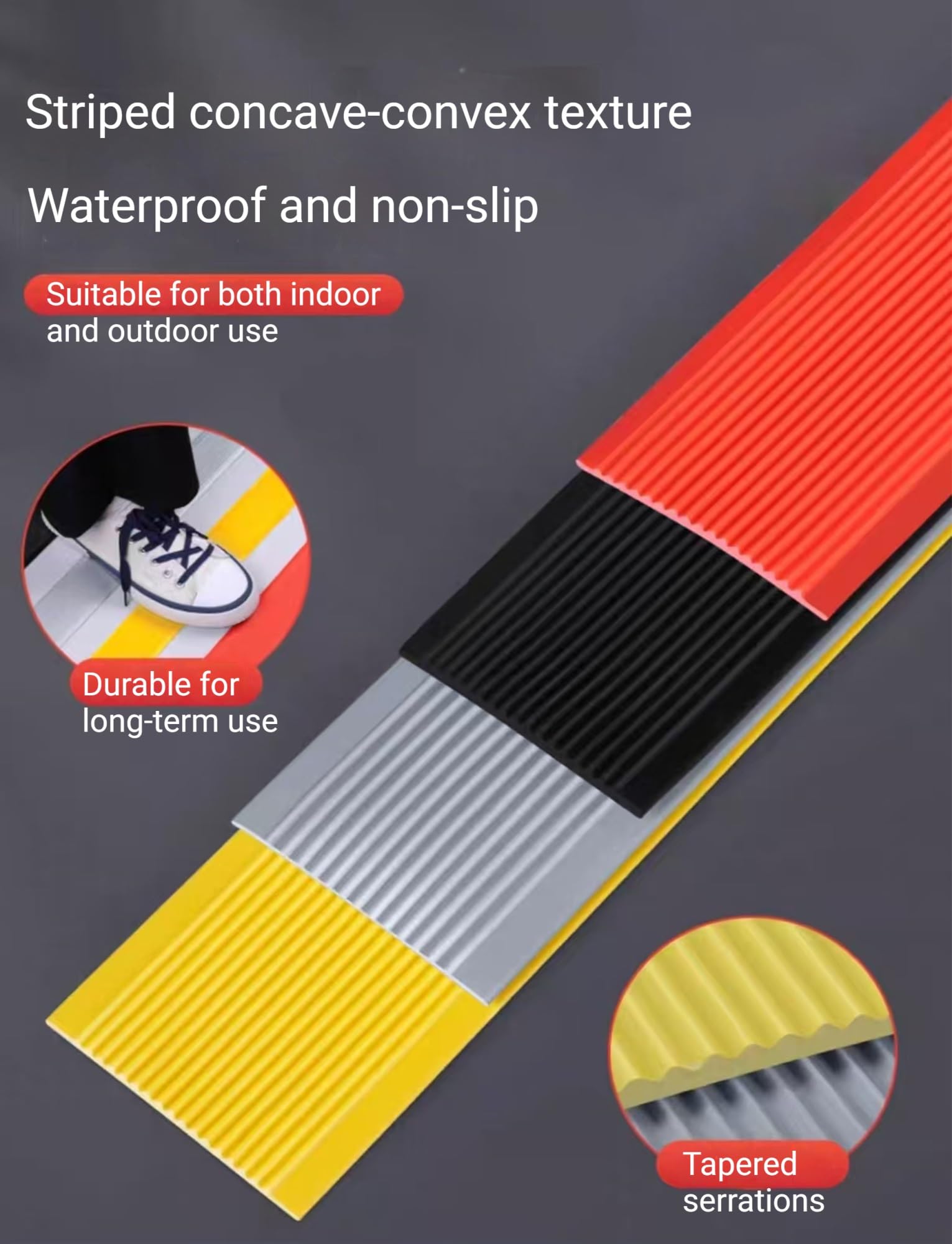Peldaños antideslizantes para peldaños de madera, tiras de cinta de agarre precortadas, impermeables, 39 pulgadas, ideal para uso en interiores, paquete de 3