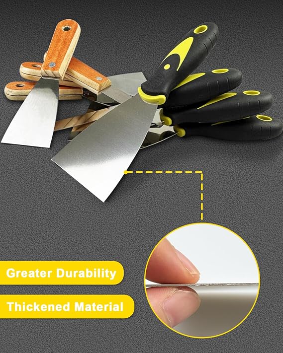 9pcs Wallpaper Steamer Set with Gloves, Wallpaper Scraper Tool 1 2 3 6 Inch | Heavy Duty Wall Paper Scraper for Wall Repair, Advertisement Removal, Floor Cleaning, Plastic&Wood Grip
