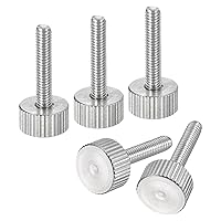 Vista 7 de uxcell M3x6mm Tornillos de pulgar moleteados, 5 piezas de acero inoxidable 304, cabeza plana moleteada, tornillos de pulgar roscados completamente