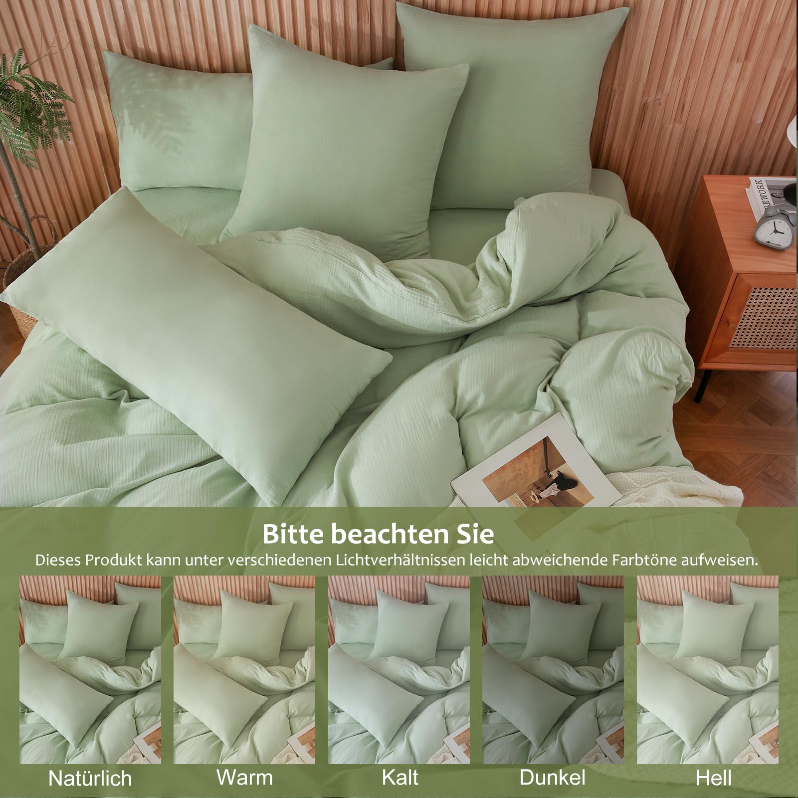 Musselin Bettwäsche 135x200 aus Baumwolle – 4 Teiliges Set, Atmungsaktive Sommer & Ganzjahres Bettwäsche, Luftdurchlässig und Feuchtigkeitsregulierend, Weich & Hautfreundlich, mit Reißverschluss