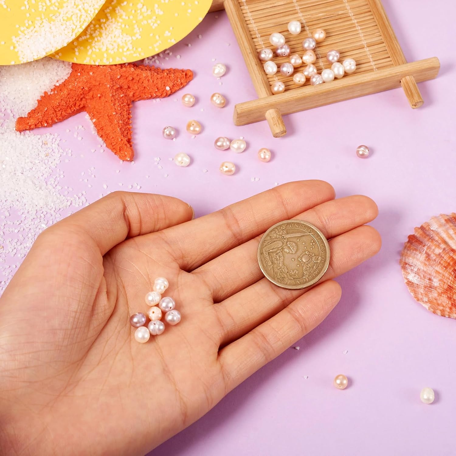 Beadthoven 45pcs Mix Pearl Beads 4-6mm Natural Cultured Freshwater Pearls for Jewelry Making Boho Beads Irregular Genuine Pearls for Bracelets Necklace Earrings Anklet DIY Hole 0.5mm - Image 6