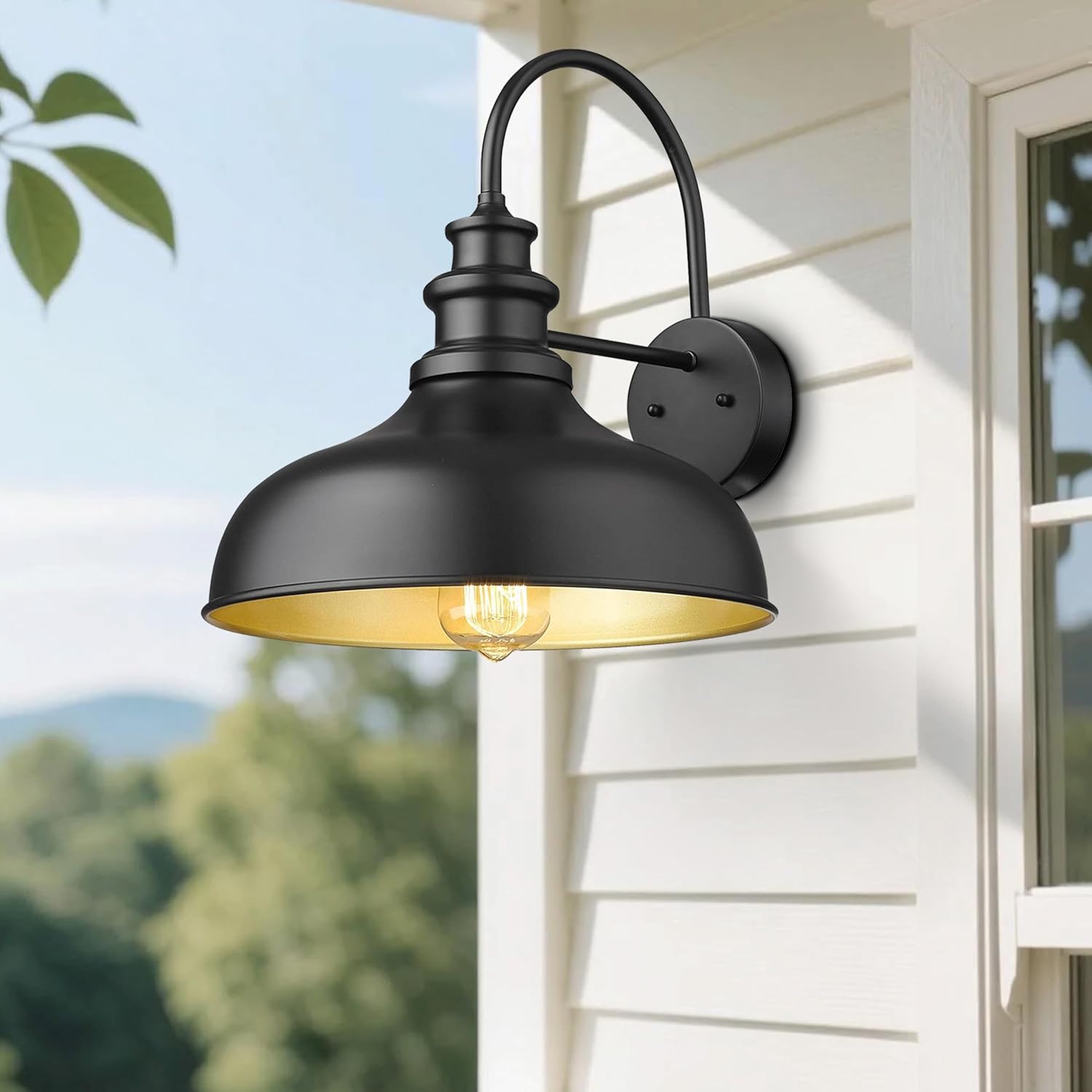 Bestshared Outdoor Barn Lights, 11.4 Inch Dome Outdoor Wall Sconce, E26 Socket Weather Resistant Farmhouse Porch wall Lights, Anti-Rust Exterior Lighting Fixture for House, Porch,Patio, Garage