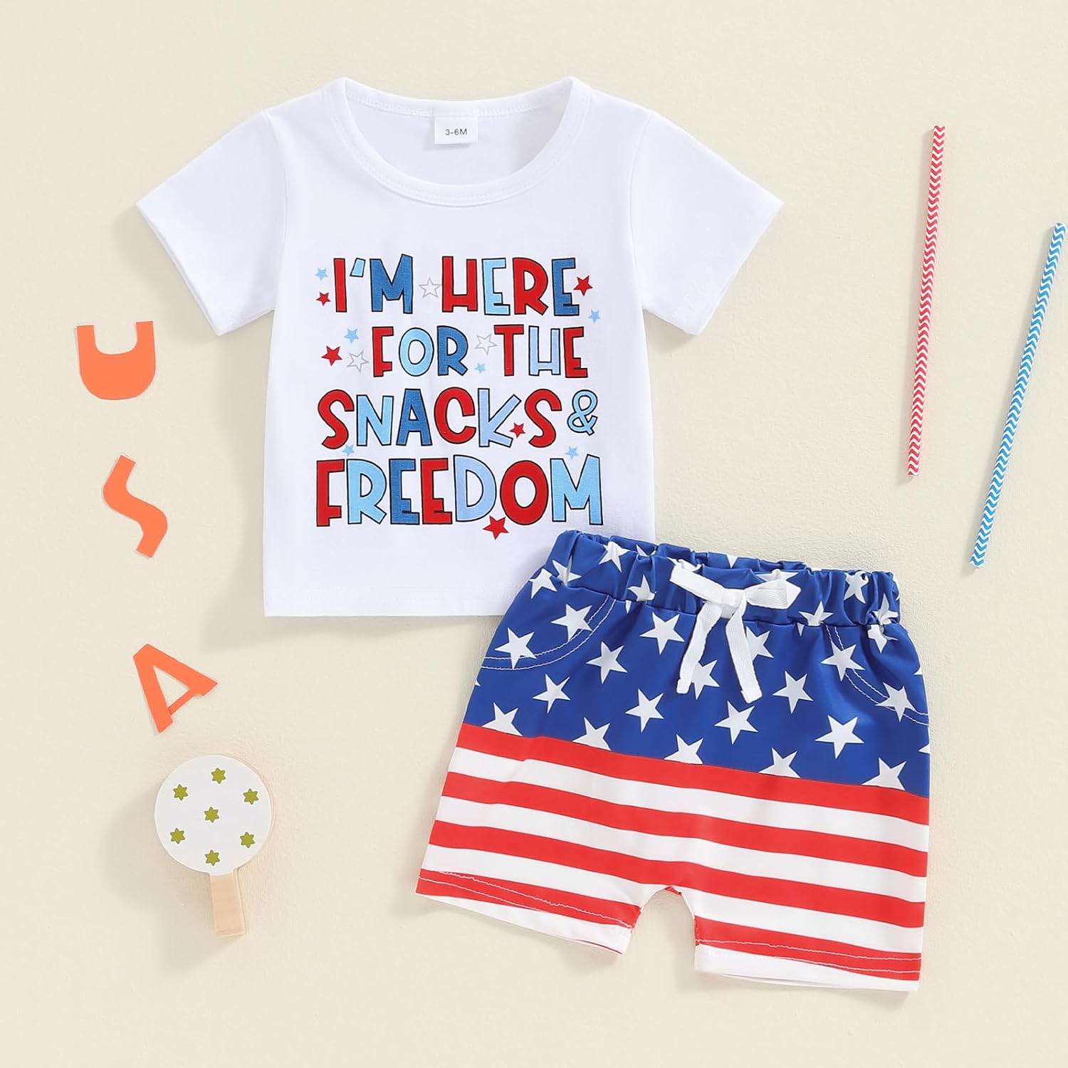 Hekkomird Baby Boy 4th of July Outfits Cute Letter Short Sleeve T-shirt Top Elastic Shorts Toddler Summer Clothes
