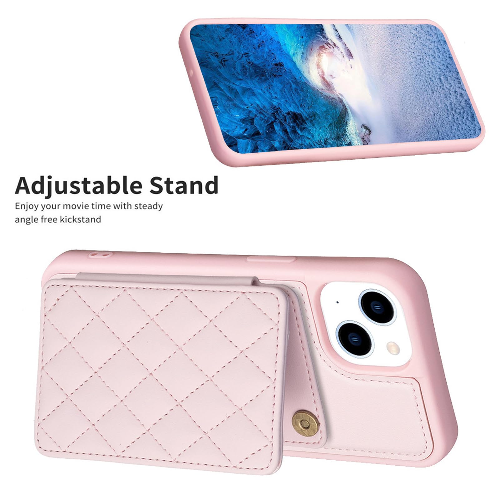 Coque IPhone 15 Kuafcase - Rose Cuir, Protection Antichoc, Style Portefeuille
