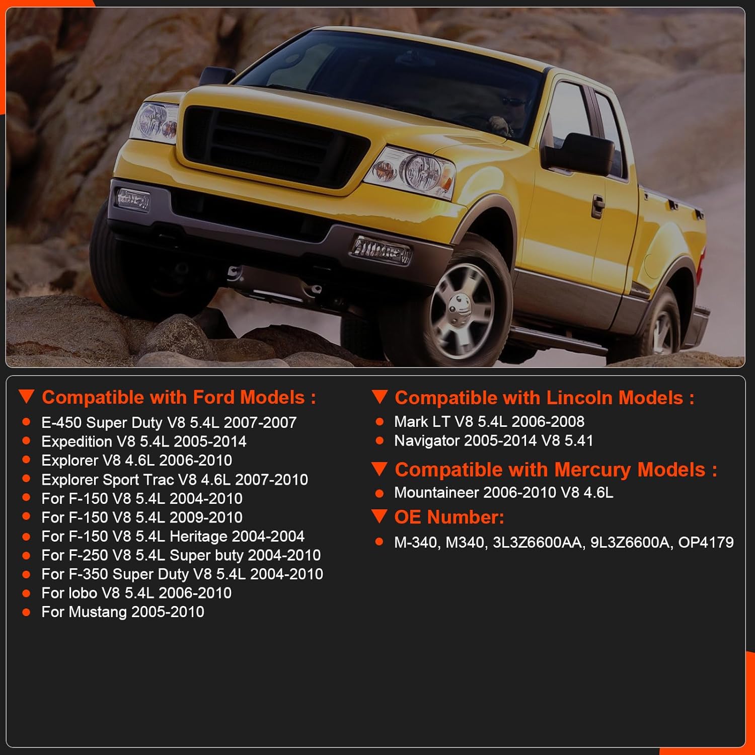 Engine Oil Pump for Ford F-150 5.4L, for Expedition 5.4L, for Navigator 5.4L, for Mustang - Replaces# 3L3Z6600AA, 9L3Z6600A, M-340, OP4179