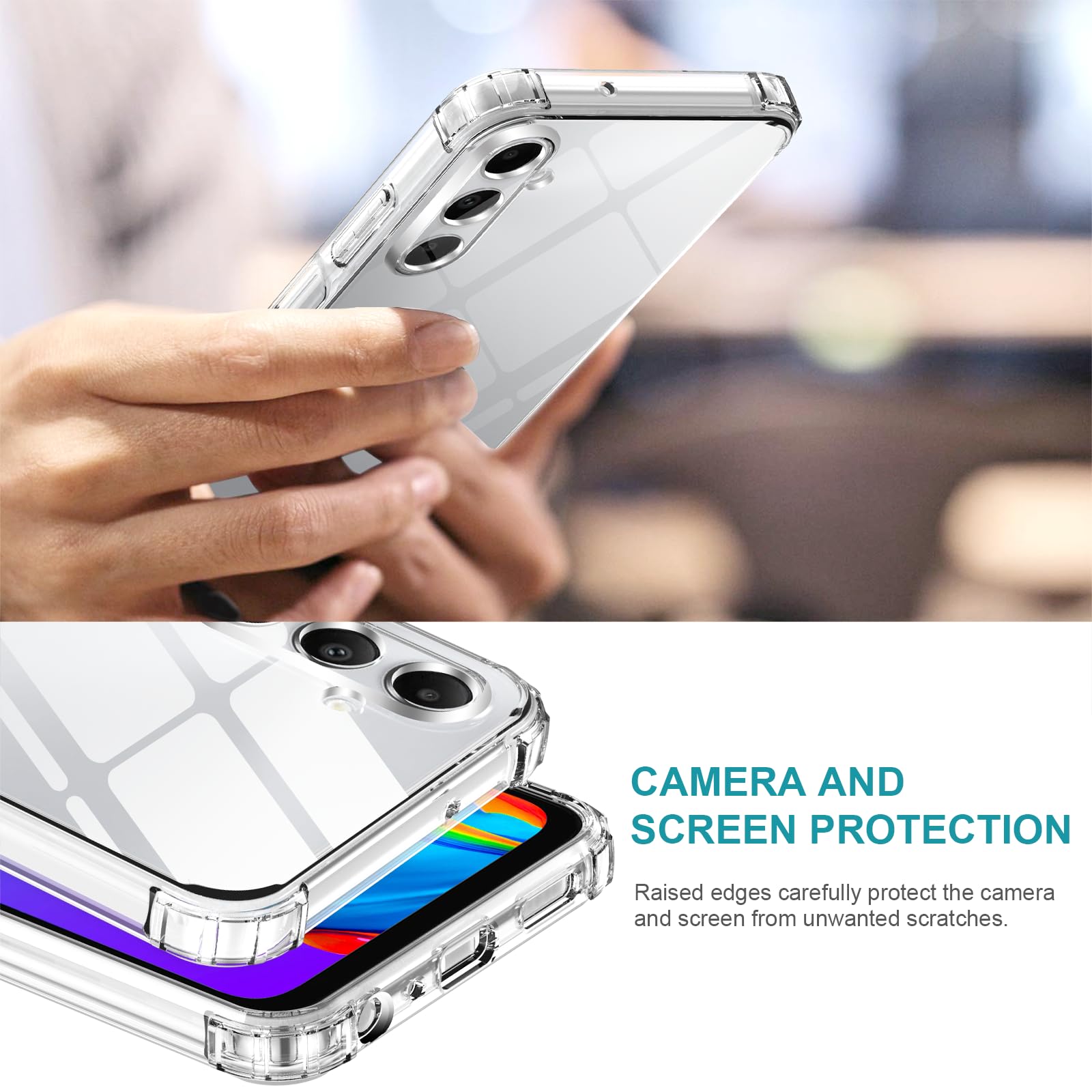 LeYi Cover per Samsung A05s con 2 Vetro Temperato, [Protezione Fotocamera] Custodia Silicone Soft TPU Bumper Originale Slim Crystal Antiurto Case per Telefono Samsung Galaxy A05s, Trasparente