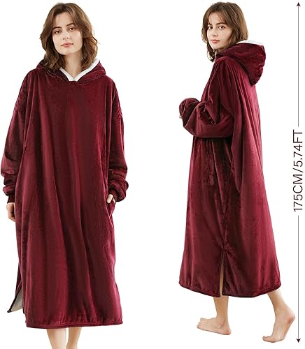 Vista 155 de LetsFunny Manta con capucha, manta de forro polar Sherpa de gran tamaño, súper suave, cálida y acogedora con bolsillo gigante, para mujeres, Aguacate