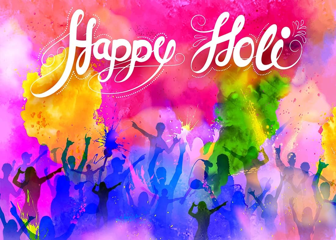 CORFOTO 10x6.5ft Fabric Colorful Happy Holi Backdrop Gulal Holi Festival Rangoli Backdrop Holi Decorations for Colorful Graffiti Banner Indian Hindu Indoor Outdoor Home Wall Decor Party Supplies