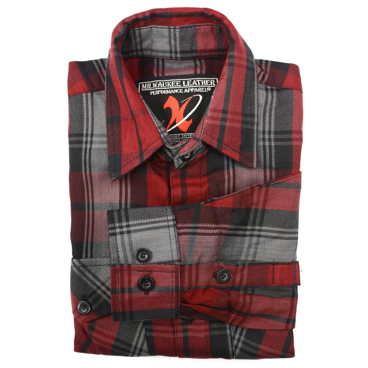 Milwaukee Leather MNG11652-Camicia in Flanella da Uomo, Colore: Nero/Grigio/Rosso