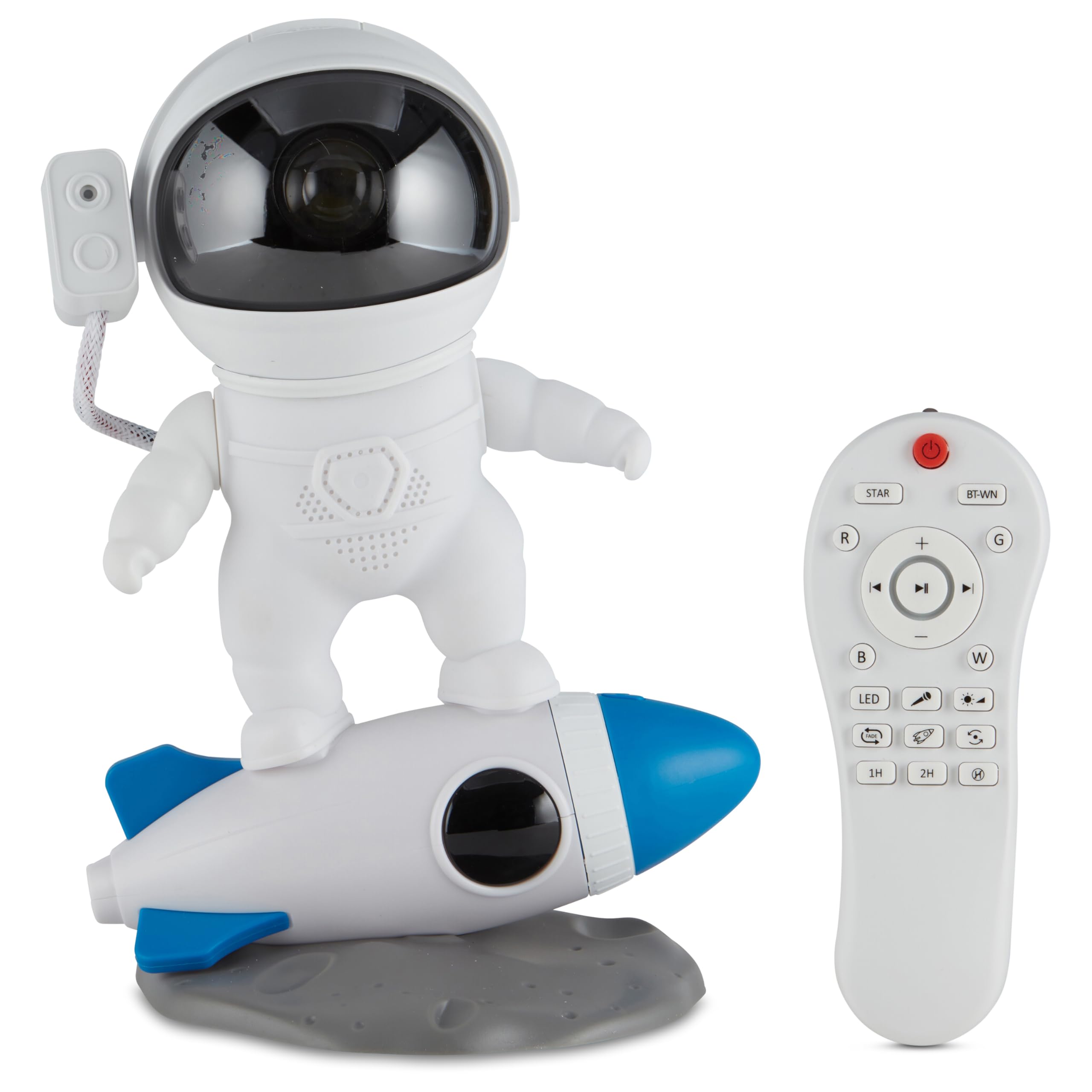 Wireless Express Rocket Man - Astronaut Bluetooth Speaker with Starry Night Light Projector, White Noise, Timer, Rotating Head, Remote Control