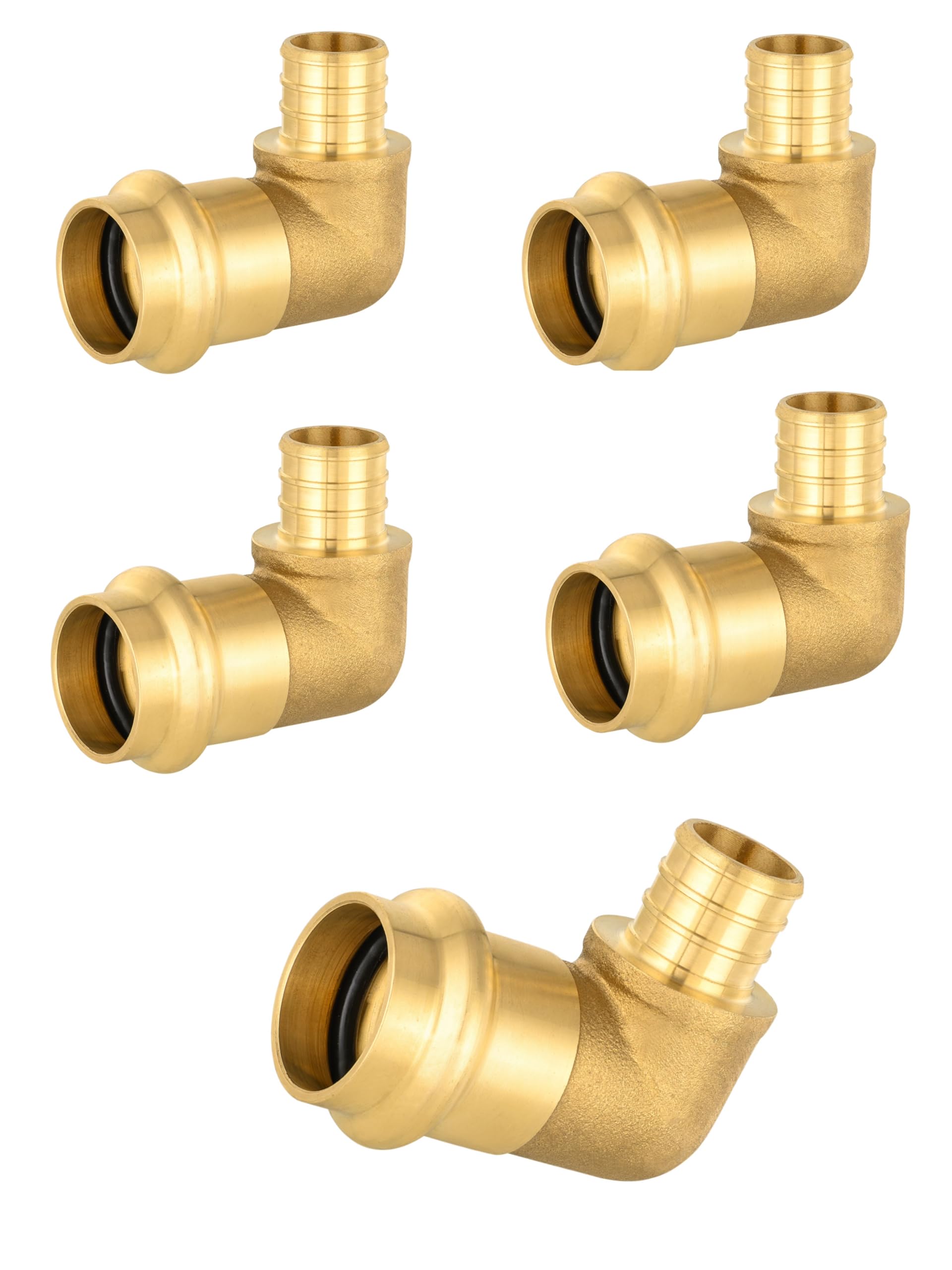 EFIELD - Prensa de 3/4 pulgadas x 3/4 pulgadas PEX B, accesorios de latón para conexión de tuberías de cobre y Pex (paquete de 5)