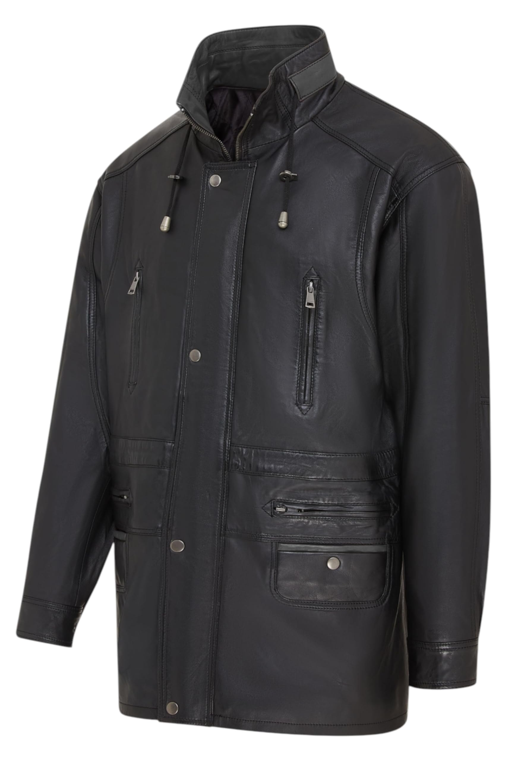 Infinity Leather Giacca Invernale Classica Parka da Uomo in Morbida Pelle Scamosciata Regular Fit