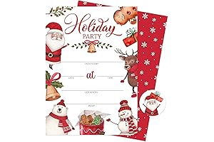 Whaline Christmas Party Invitations 25 Pack Cartoon Animal Invitations for Holiday Parties