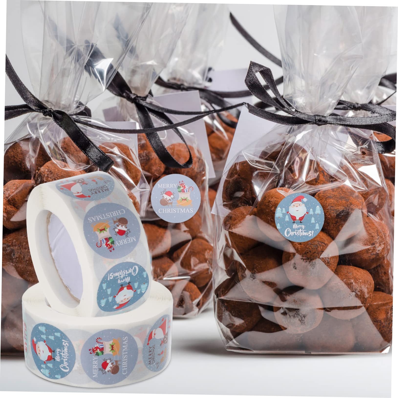 Tofficu 6rotoli Adesivi Natalizi Autoadesivi Sticker Per Decorare Biglietti Buste e Regali Tematica Festiva Per Natale Etichette Per Regali e Cartoline Di Auguri