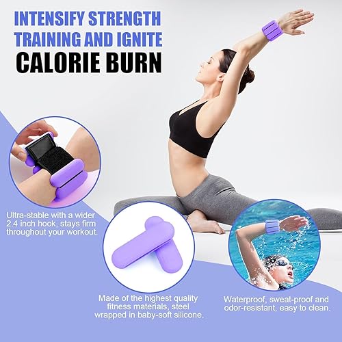 Miniatura 5 de Juego de anillos de pilates de 15 piezas con pesas ajustables para muñeca, pelota de yoga, banda de resistencia figura 8, cinta métrica, bandas de