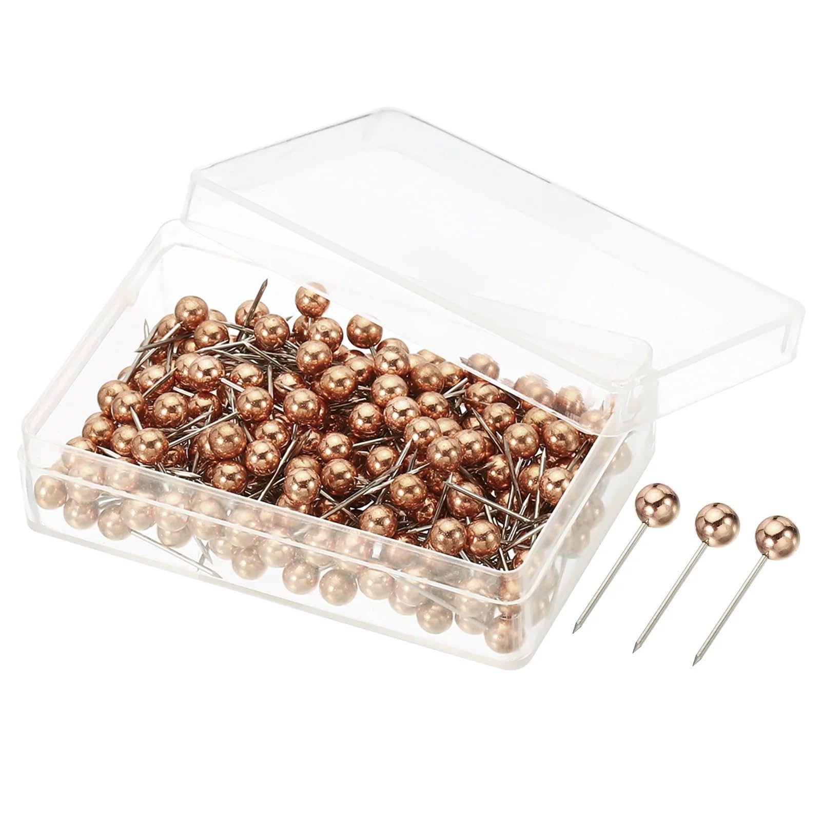 200Pcs 4x15mm Push Pins Round Head Map Tacks Thumb Steel Point for World Maps Cork Boards for Bulletin Board Cork Board Map(Rose Gold)