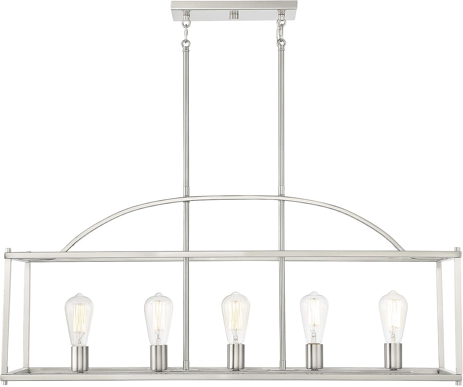 Savoy House 1-190-5-SN Palladian Traditional Modern Farmhouse Linear Chandelier, 5-Light 300 Total Watts, 16" H x 12" W, Satin Nickel