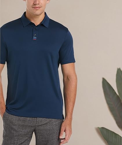 Miniatura 6 de V VALANCH Polo para hombre, estilo casual, de manga corta, para golf, absorbe la humedad, con cuello