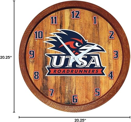 Miniatura 393 de The Fan-Brand NCAA Oklahoma Sooners: Faux Barrel Top Wall Clock Sports Team Bar Sign Décor - Home Man Cave, Party Decoration - Made On Demand