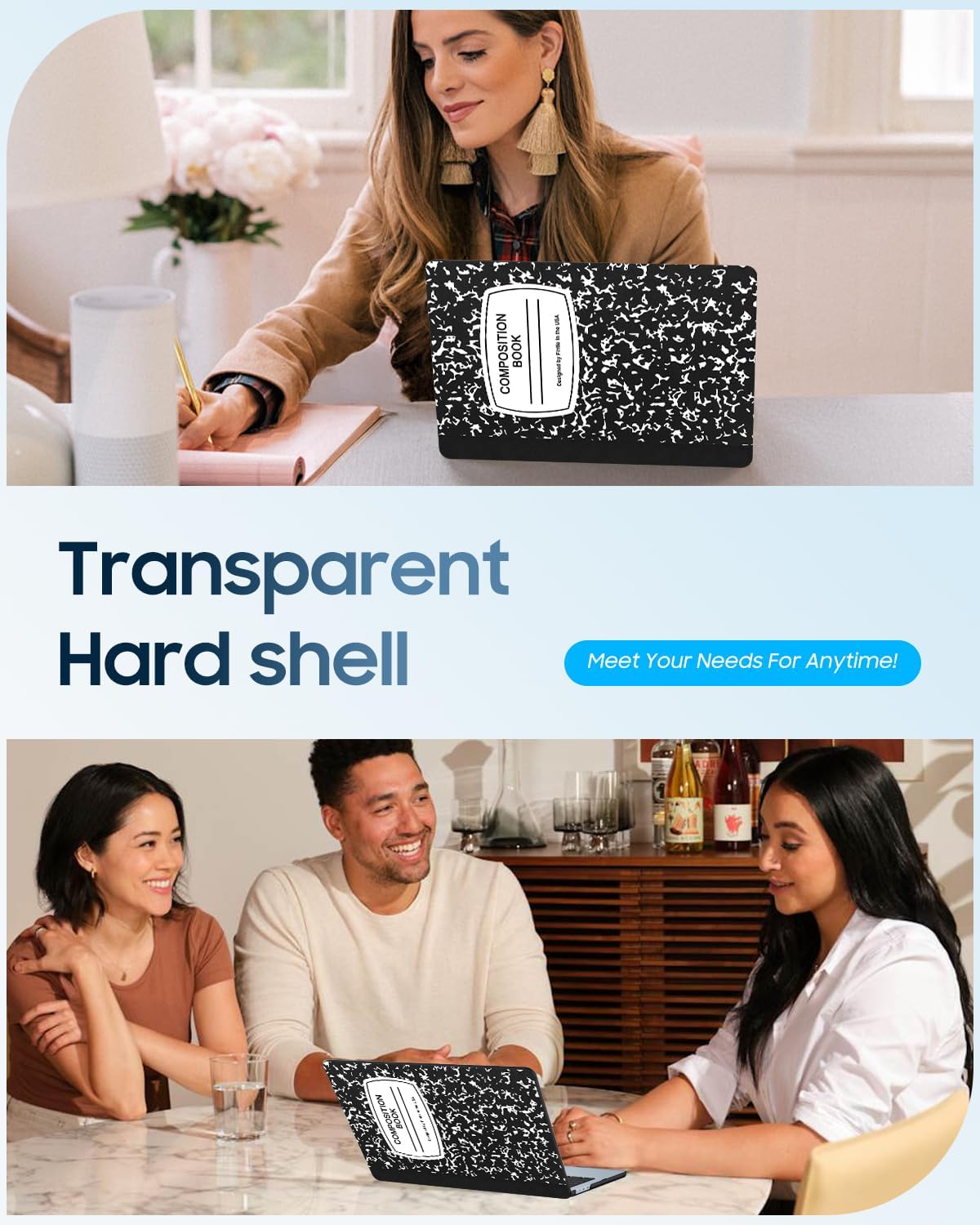 Fintie Case for MacBook Air 13.6 Inch A3240 A3113 A2681 (2022 2023 2024 2025 Release) - Protective Snap On Hard Shell Cover for MacBook Air 13 Inch M2 M3 M4 Chip (Composition Book) - Image 6