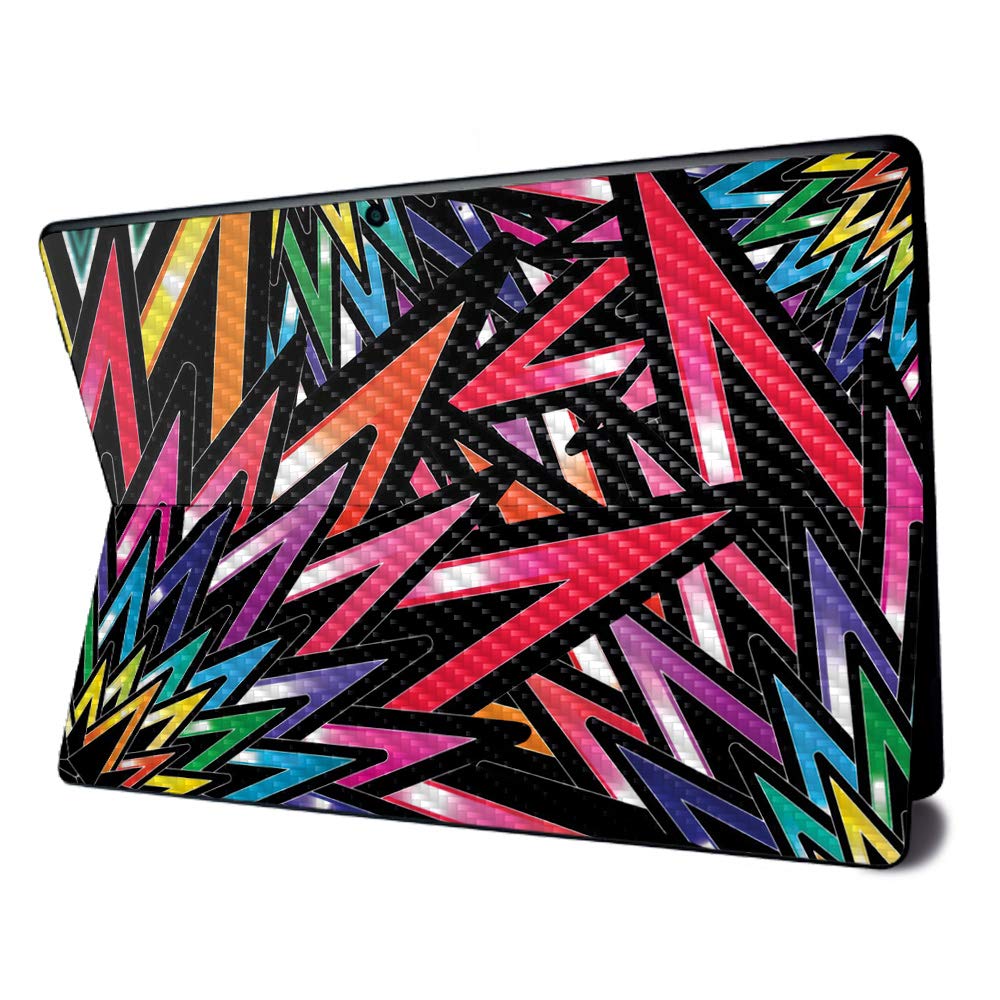 MightySkins Carbon Fiber Skin for Microsoft Surface Pro X - Color Bomb | Textured Carbon Fiber Finish | Easy to Apply, Remove, and Change Styles | Made in The USA