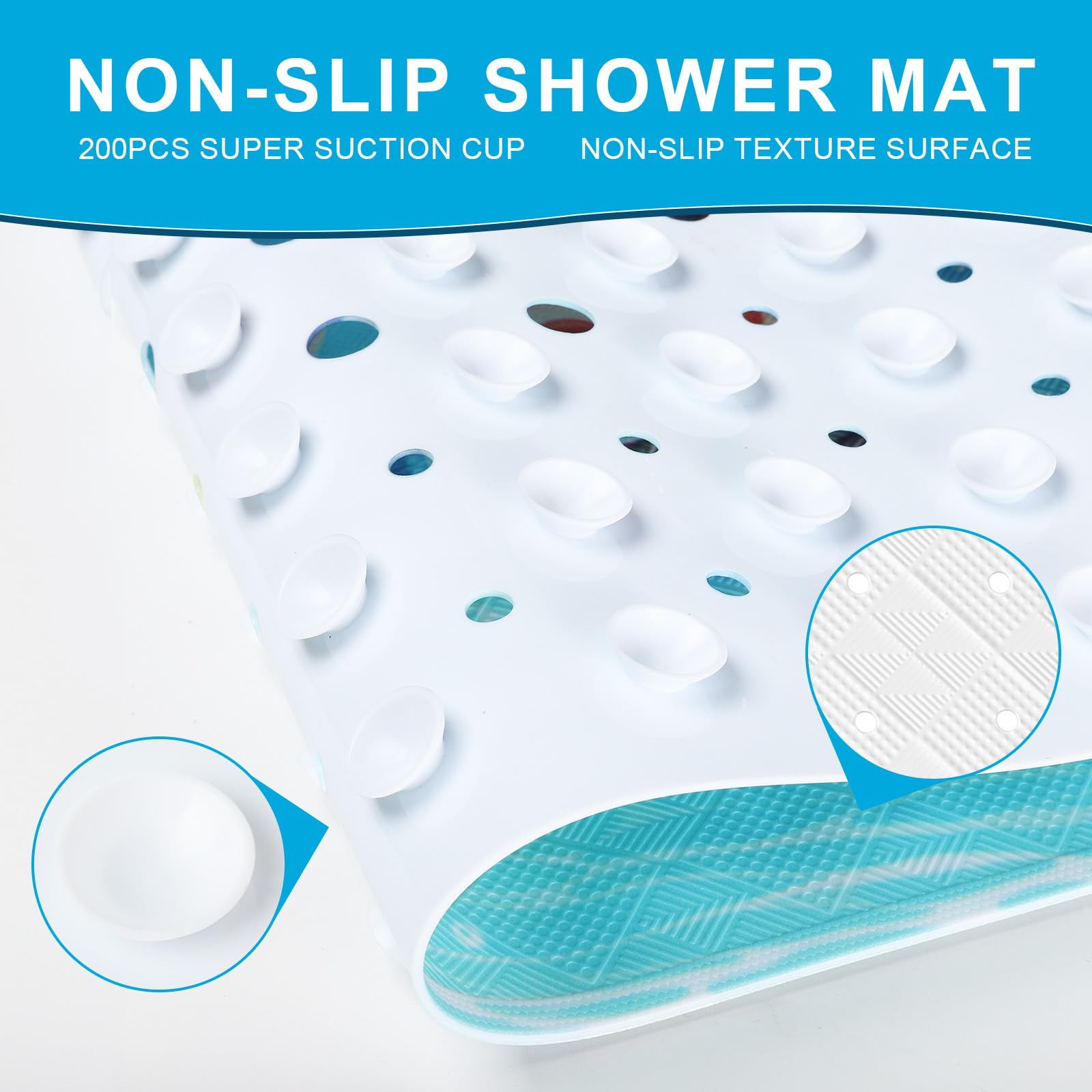 XIYUNTE Baby Bath Mat – 40x16 Inch Extra Long Non-Slip Bathtub Mat With Suction Cups