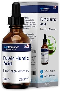 Fulvic Humic Acid 75 + Ionic Trace Minerals - Plant Derived in USA - Fulvic Acid Minerals Concentrate for Energy, Gut Health and Hydration- 1 gram of Liquid Supplement per Serving - 2 oz.