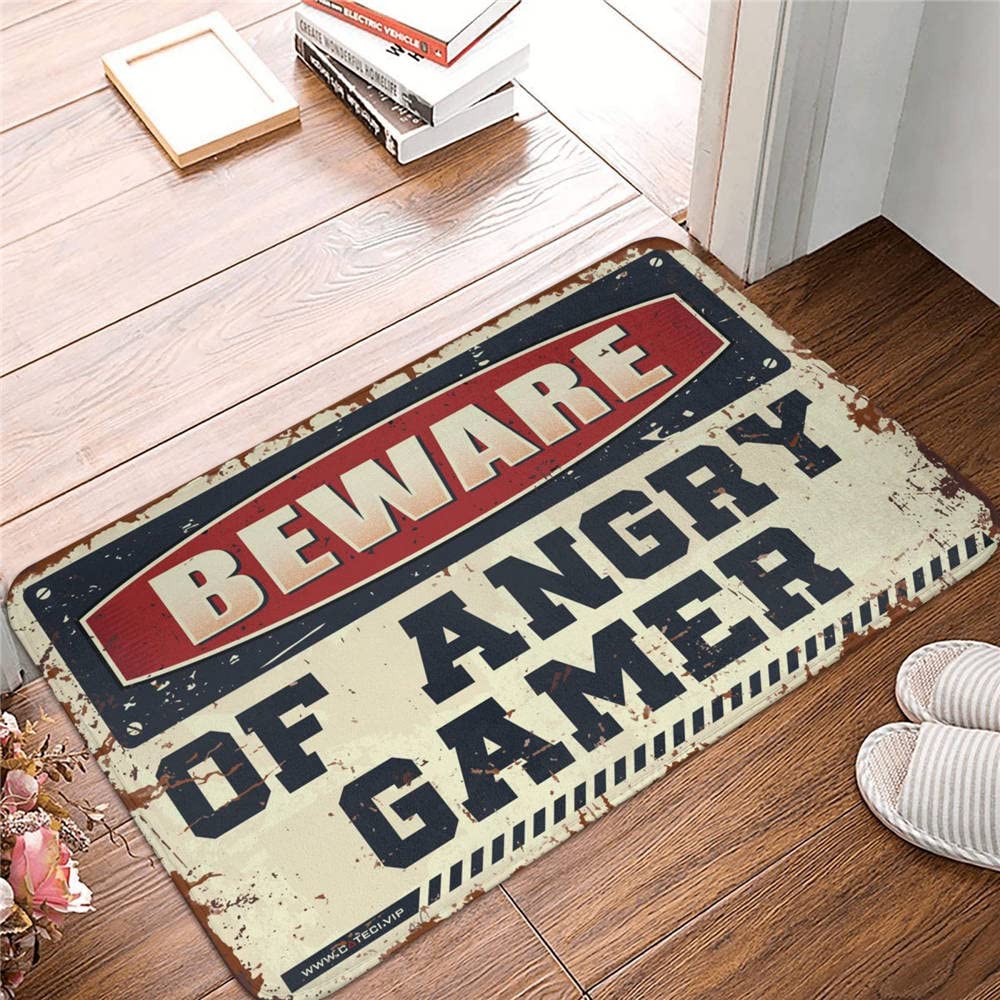 Paillasson entrée gamer grand tapis de porte 65x90 cm Beware Of Angry Gamer