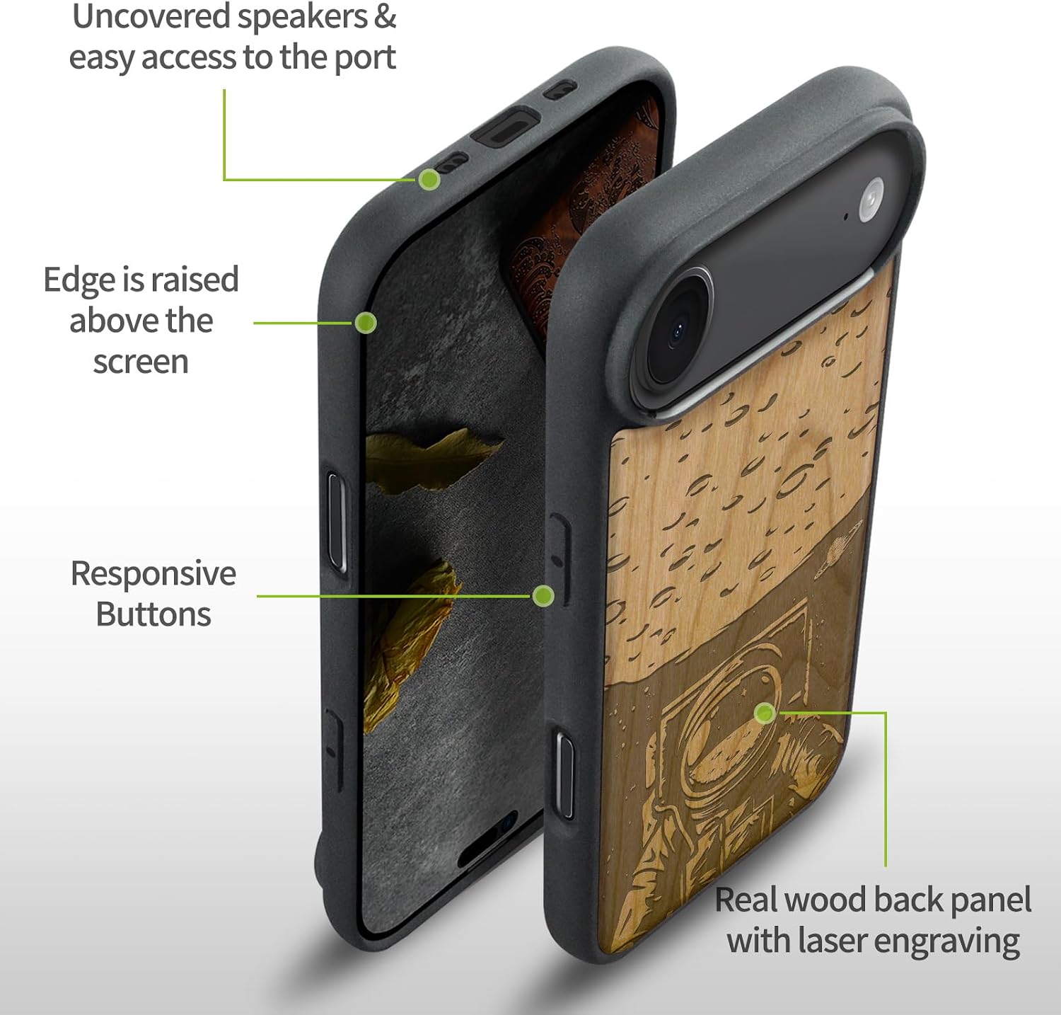 Carveit Magnetic Wooden Case for iPhone Air Case, Wood Artisan Engraved & Soft TPU Shockproof Cover, Compatible with MagSafe 17 Air Wireless Chargers (Lunar Journey) Cherry