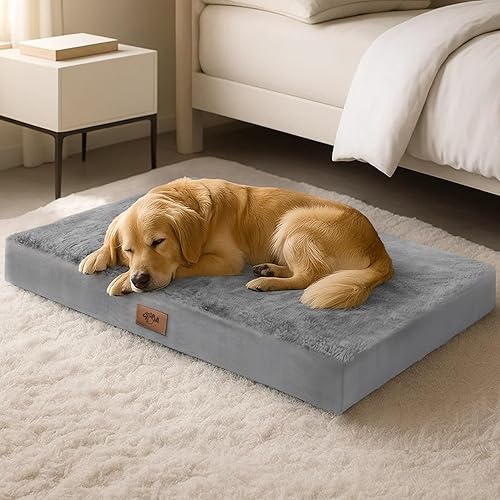 Sytopia Camas para perros indestructibles para perros grandes ortopédicas, cama para perros a prueba de masticación de 42 pulgadas, almohadilla para
