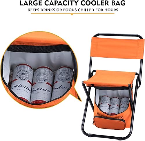 Miniatura 4 de LEADALLWAY Silla de Pesca con Bolsa Enfriadora Taburete de Pesca Compacto Silla de Camping Plegable Orange,Azul,Camouflaje,2-Camouflaje,Verde,Silla