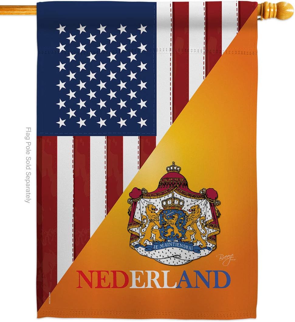 US Dutch Friendship House Flag Regional USA American Alliance World Country Particular Area Small Decorative Gift Yard Banner Made In 28 X 40