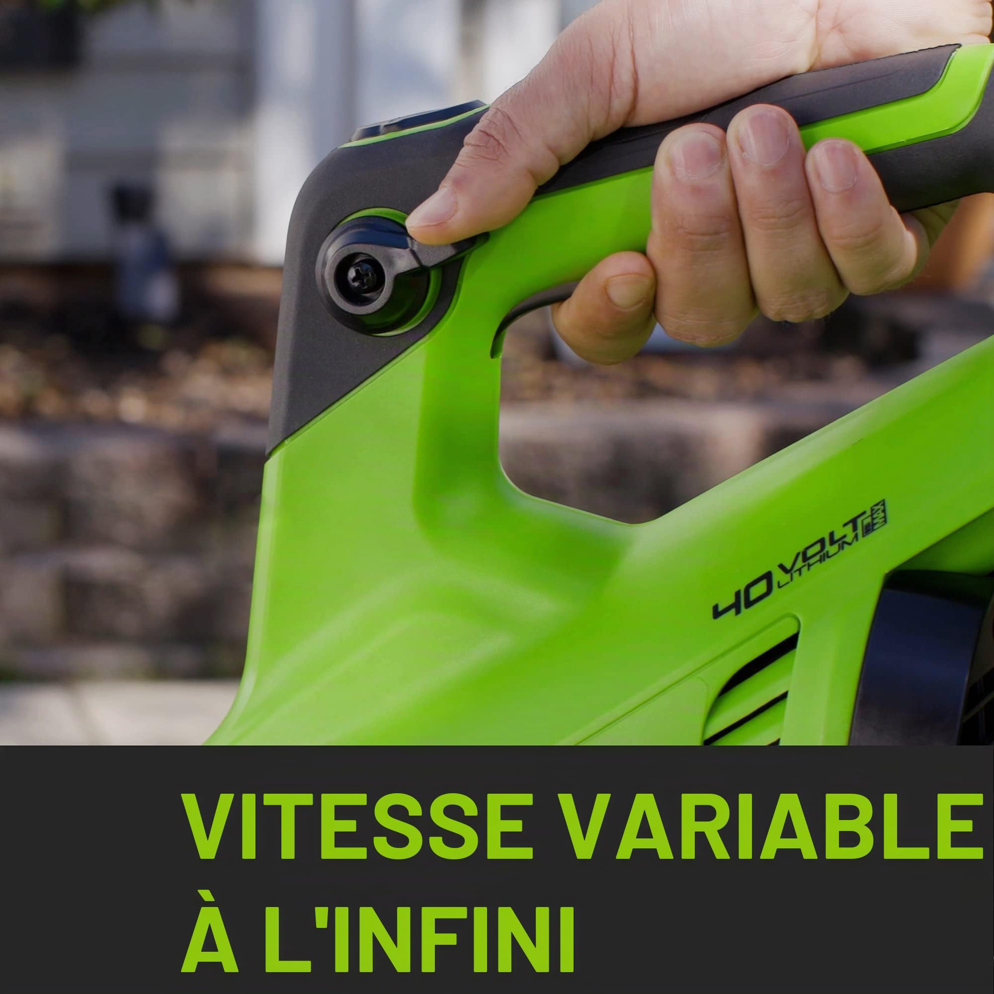 Greenworks 40V Souffleur sans Fil, Volume d'air 14,2 m3/Min, Vitesse de l'air 193,1 km/h, Vitesse Variable à l'infini (avec 2Ah Batterie et Chargeur)