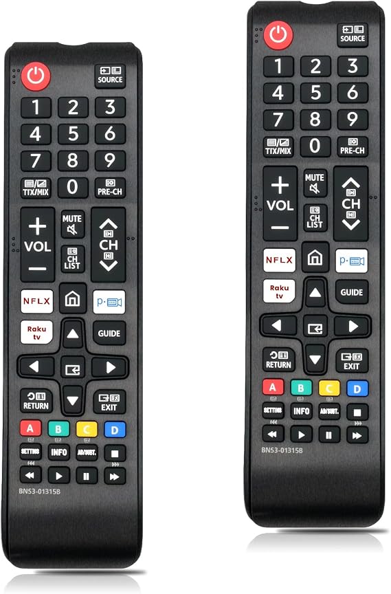2er-Pack Universal Fernbedienung für alle Samsung Smart TVs Crystal UHD Neo QLED The Frame & 4K/8K Fernseher – Ersatz für Original BN59-01315B Smart TV Fernbedienung Schnellzugriff & langlebig