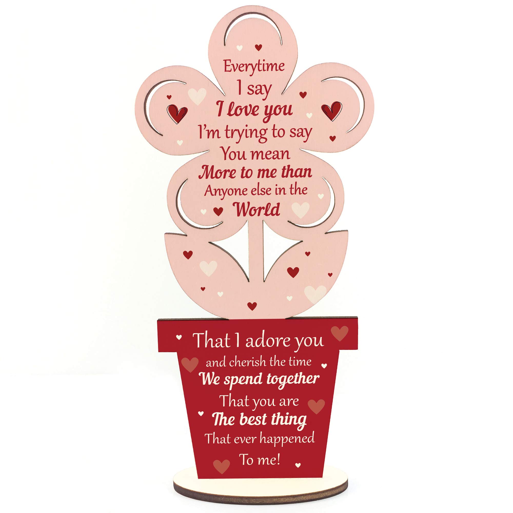 Red Ocean I Love You Plaque Flower Special Anniversary Valentines Day Gift For Husband Wife