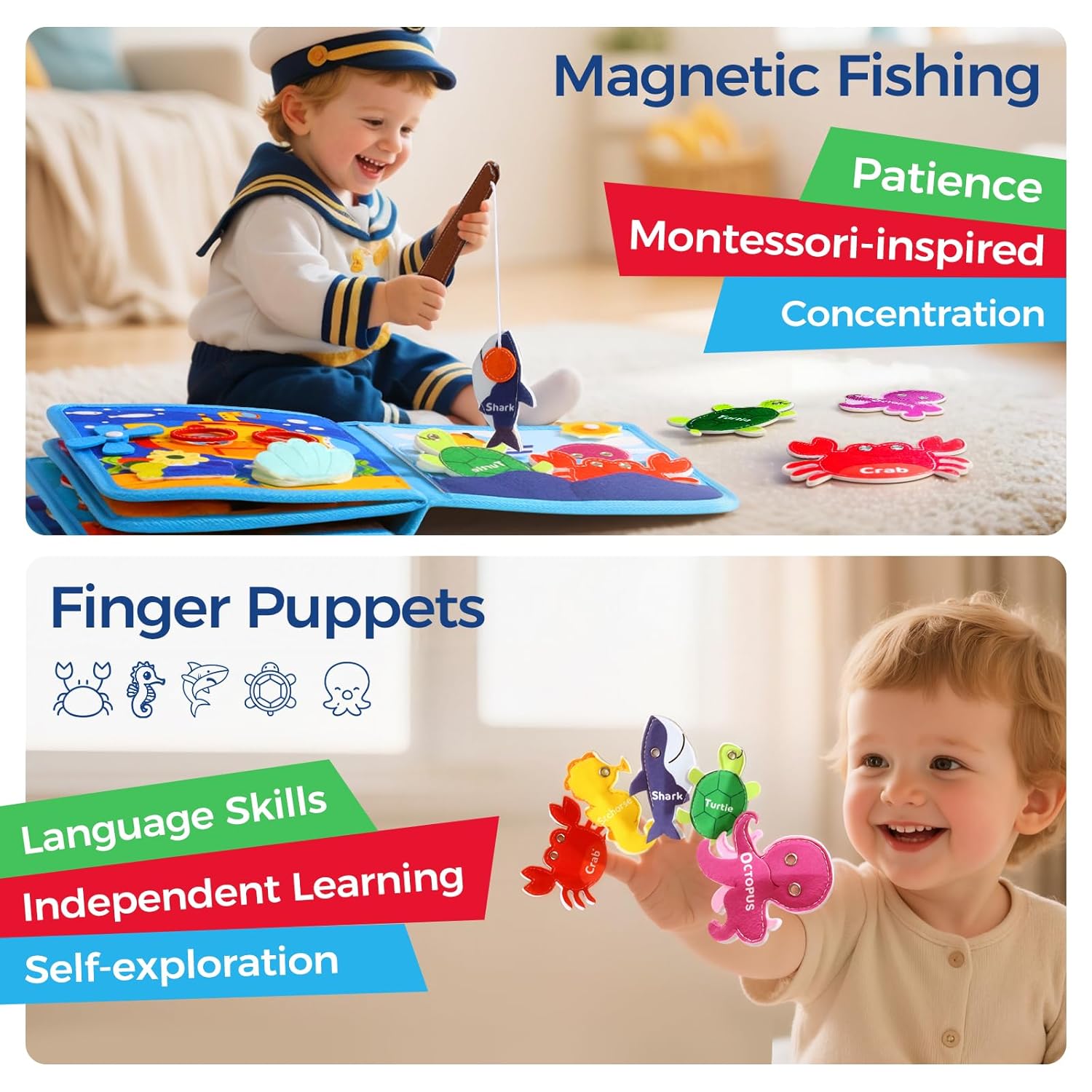 Dinosaur Baby Rattles + 16 in 1 Busy Book