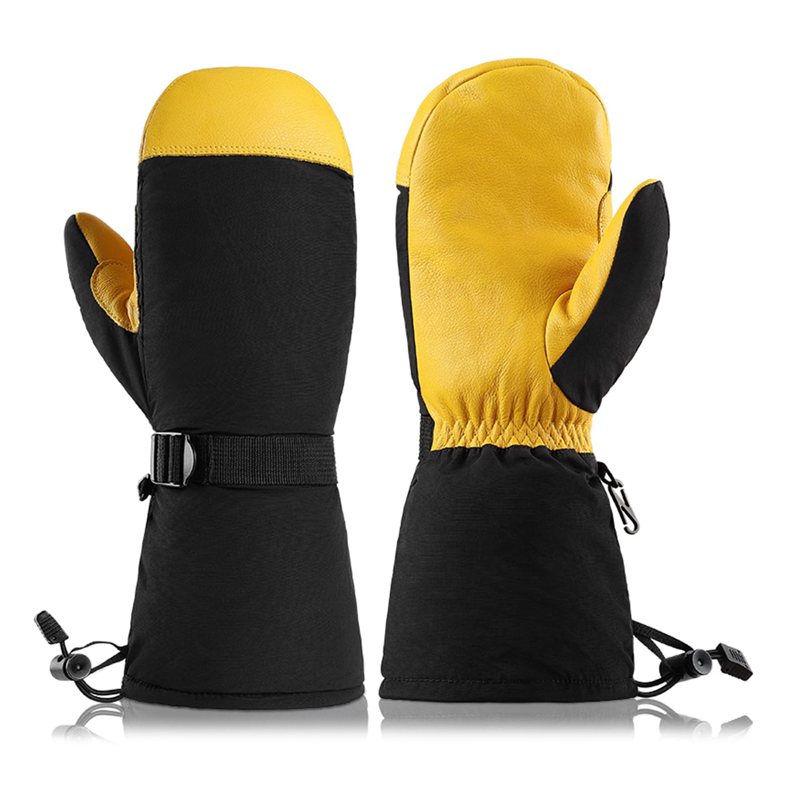 Guantes de esquí para clima frío, forro grueso, impermeables, resistentes al viento, snowboard, unisex, correa de muñeca ajustable, resistente al viento, térmicos para clima frío